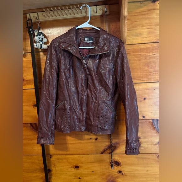 Kut from the Kloth maroon faux leather jacket - Picture 1 of 5